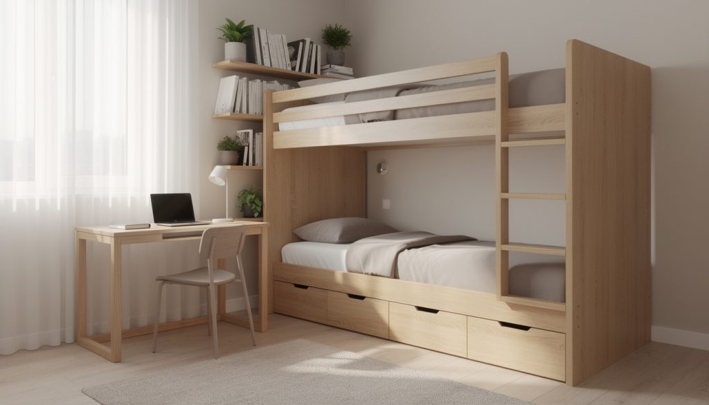 découvrez comment un lit superposé peut optimiser l'espace dans une chambre, alliant praticité et design pour un aménagement gain de place réussi.